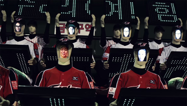 South Korean baseball team filling seats with robot fans