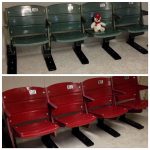 Jamie Ramsey's completed Riverfront Stadium seats, on brackets
