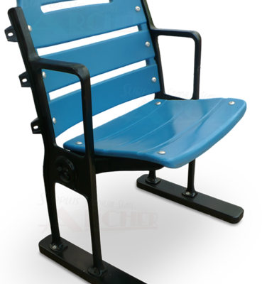 Single "Yankee Blue" Stadium Seat with Restored Black Legs