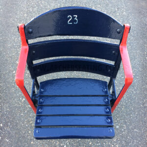 Restored #23 Fenway Park Blue Wooden Seat with Exact Paint from Fenway Park Maintenance