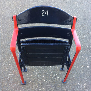 Restored #24 Fenway Park Blue Wooden Seat with Exact Paint from Fenway Park Maintenance